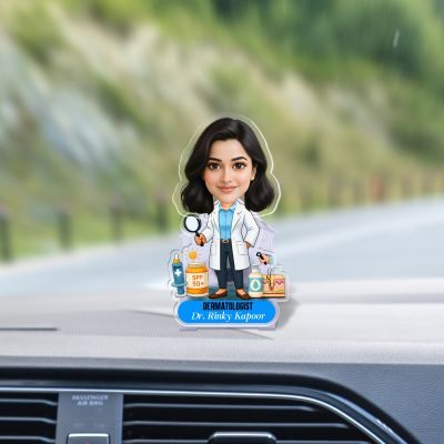 Personalized Dermatologist Female Doctor Caricature Tabletop Gift for Doctors, Skincare Professionals & Clinics Gift for Birthdays, Graduations or National Doctors' Day Battery Powered